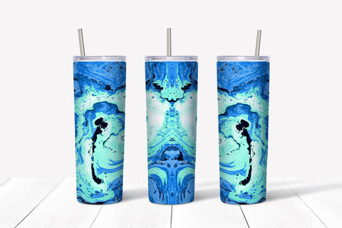 Skinny Tumbler - Marble Dark Blue